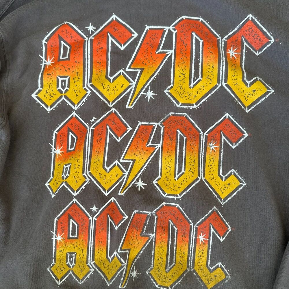 ACDC Classic Rock Band Gray Zip Up Hoodie Mens Size Large L